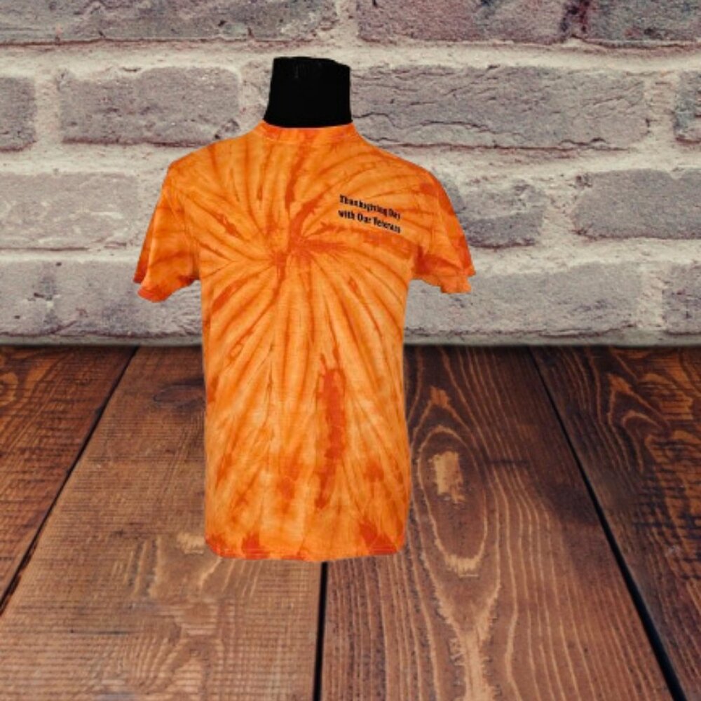 THANKSGIVING DAY WITH OUR VETERAN'S TIE DYE ADULT T SHIRT - SIZE MEDIUM,